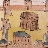 Antique Ink and Watercolor Hand-drawn Dutch Manuscript Map of Early Utrecht