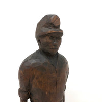 Poignant Old Carving of Miner with Pick Axe