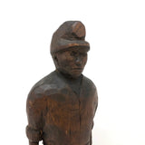 Poignant Old Carving of Miner with Pick Axe