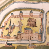 Antique Ink and Watercolor Hand-drawn Dutch Manuscript Map of Early Utrecht