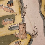 Antique Ink and Watercolor Hand-drawn Dutch Manuscript Map of Early Utrecht