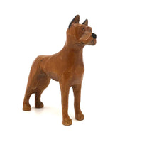 Hand-carved, Varnished Vintage Wooden Boxer Dog