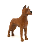 Hand-carved, Varnished Vintage Wooden Boxer Dog