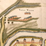 Antique Ink and Watercolor Hand-drawn Dutch Manuscript Map of Early Utrecht