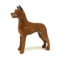 Hand-carved, Varnished Vintage Wooden Boxer Dog