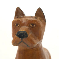 Hand-carved, Varnished Vintage Wooden Boxer Dog