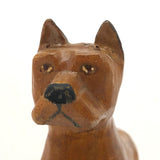 Hand-carved, Varnished Vintage Wooden Boxer Dog