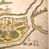 Antique Ink and Watercolor Hand-drawn Dutch Manuscript Map of Early Utrecht