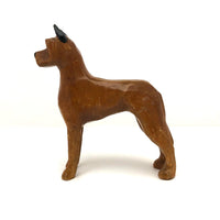 Hand-carved, Varnished Vintage Wooden Boxer Dog