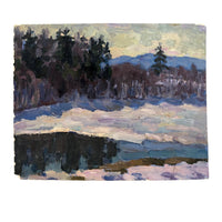 Chaloi Leonty Oil on Paper Winter Landscape Painting, 1970