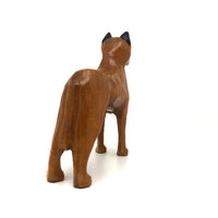 Hand-carved, Varnished Vintage Wooden Boxer Dog