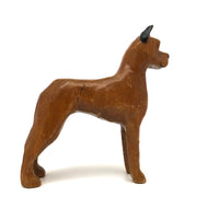 Hand-carved, Varnished Vintage Wooden Boxer Dog