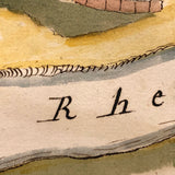 Antique Ink and Watercolor Hand-drawn Dutch Manuscript Map of Early Utrecht