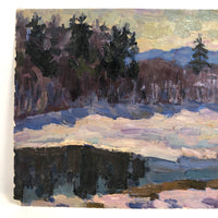 Chaloi Leonty Oil on Paper Winter Landscape Painting, 1970