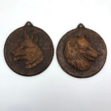 Syroco Ornawood Vintage Collie and Shepherd Dog Portrait Wall Plaques - A Pair
