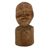 Expressionistically Carved Man with Mustache Bust