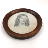"Sweet Sixteen" 19th C Graphite Portrait of Young Woman with Ringlets