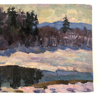Chaloi Leonty Oil on Paper Winter Landscape Painting, 1970