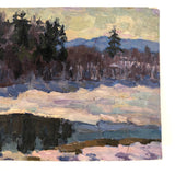 Chaloi Leonty Oil on Paper Winter Landscape Painting, 1970