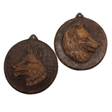Syroco Ornawood Vintage Collie and Shepherd Dog Portrait Wall Plaques - A Pair