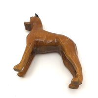 Hand-carved, Varnished Vintage Wooden Boxer Dog