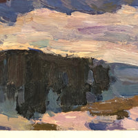 Chaloi Leonty Oil on Paper Winter Landscape Painting, 1970