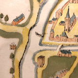 Antique Ink and Watercolor Hand-drawn Dutch Manuscript Map of Early Utrecht