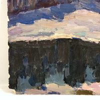Chaloi Leonty Oil on Paper Winter Landscape Painting, 1970