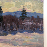 Chaloi Leonty Oil on Paper Winter Landscape Painting, 1970
