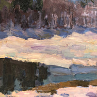 Chaloi Leonty Oil on Paper Winter Landscape Painting, 1970