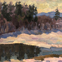 Chaloi Leonty Oil on Paper Winter Landscape Painting, 1970