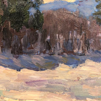 Chaloi Leonty Oil on Paper Winter Landscape Painting, 1970