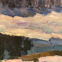 Chaloi Leonty Oil on Paper Winter Landscape Painting, 1970