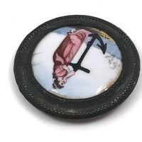 Antique Battersea Enamel Medallion Featuring Woman with Anchor (Hope)