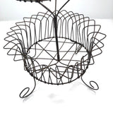 19th Century American Two-Tiered Wirework Basket on Scrolled Feet