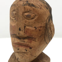 Expressionistically Carved Man with Mustache Bust