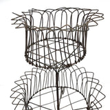 19th Century American Two-Tiered Wirework Basket on Scrolled Feet