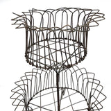 19th Century American Two-Tiered Wirework Basket on Scrolled Feet