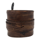 Birch Bark Antique Lidded Box with Leather Pull