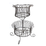 19th Century American Two-Tiered Wirework Basket on Scrolled Feet