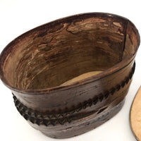 Birch Bark Antique Lidded Box with Leather Pull