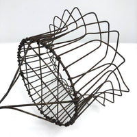 19th Century American Two-Tiered Wirework Basket on Scrolled Feet