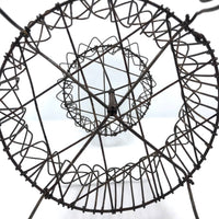 19th Century American Two-Tiered Wirework Basket on Scrolled Feet