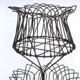 19th Century American Two-Tiered Wirework Basket on Scrolled Feet
