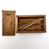 Beautiful Antique Wooden Spillikin / Spellican Set in Original Slide Top Box