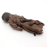 Antique Carved and Painted Primitive Wooden Doll in Pink Dress