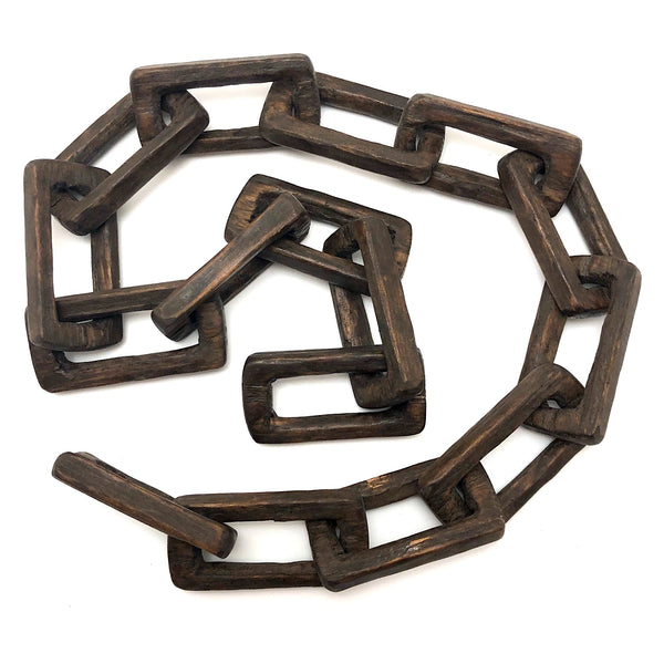 Hand-carved Old Dark Wood Whimsy Chain - 24 Inches