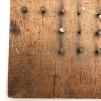 Very Old Make Do Solitaire Game Made from Raisins Crate, with Forged Nail Pegs