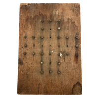 Very Old Make Do Solitaire Game Made from Raisins Crate, with Forged Nail Pegs