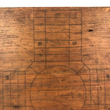 Primitive Old Pencil-drawn Wooden Parcheesi Game Board with Great Reverse